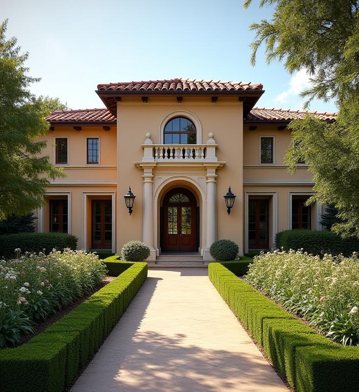 L'elegante facciata della clubhouse del Vesuvio Club, circondata da giardini curati.